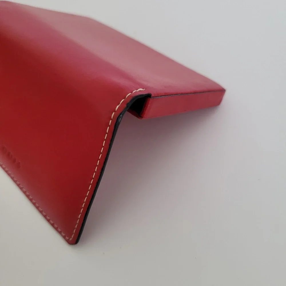 Lodis Los Angeles Red Leather Business Card Holder Wallet Magnetic Case Box